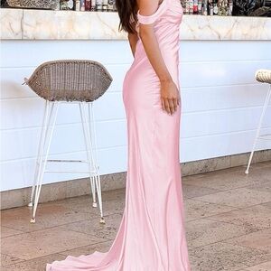 Elegant Pink Off-Shoulder Gown